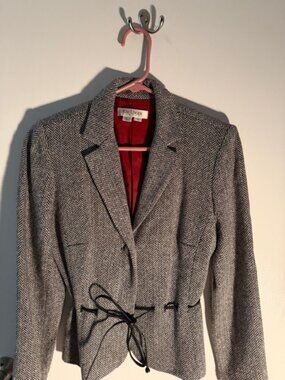 Kay Unger wool herringbone jacket and skirt